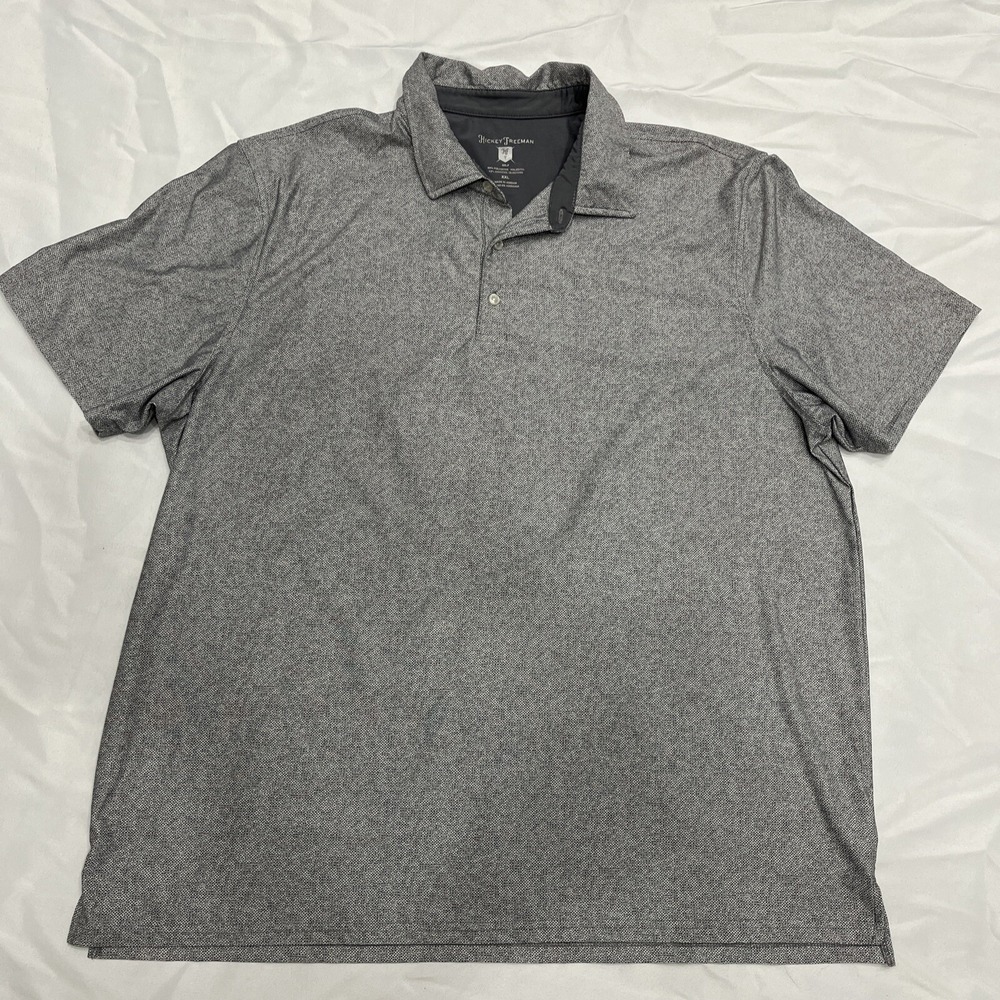 Hickey Freeman Golf Polo Shirt Gray Print ‎ Short Sleeve Relaxed XXL
